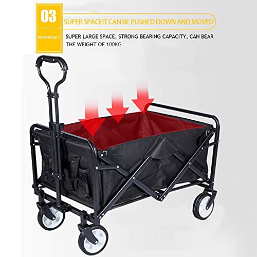 Carro Plegable De Jardín, Carro De Playa Para Acampar Carro Con Ruedas Carro Uso General Plegable Carro De Servicio Pesado Carro Carro Compras Familiar Camión Compras Para Todo Terreno Carga 100L,D