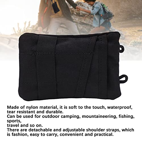 Cartera EDC Molle, Bolsa de Cintura con Cremallera de Viaje Portátil, Material de Nailon, Correas de Hombro Desmontables, Resistente Al Desgarro para Exteriores, para Acampar(Negro)