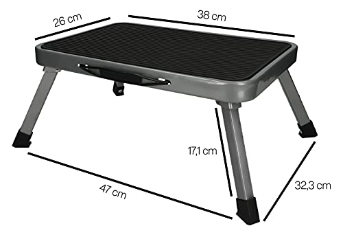 Cartrend Escalón Individual Plegable para Autocaravana, escalón para Camping, autobús, Caravana, hasta 150 kg