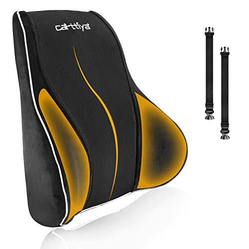 Carttiya Cojin Lumbar Coche, Almohada de Soporte Lumbar de Espuma de Memoria,Cojín Respaldo Ergonómico para Automóvil, Silla Oficina, Apoyo a la Espalda (Grande)