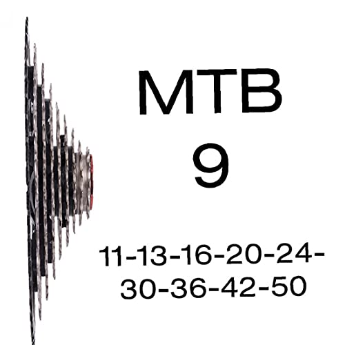 Cassette de bicicletas de montaña, acero de 9 velocidades de acero 11-50t de ancho Relación Bicicleta de montaña Rueda FreeWheel MTB Accesorios