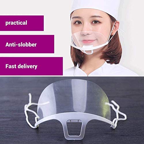 Catering Mask 10 Piezas Mascarilla de plástico Transparente antiniebla para Spray antiniebla Saliva Chef Spit Food Hotel Kitchen Restaurant Supply