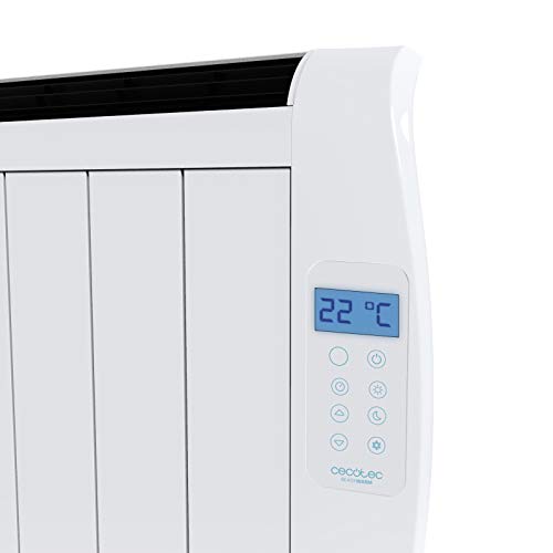 Cecotec Radiador Eléctrico Bajo Consumo Ready Warm 1800 Thermal 8 Elementos, 1200W, De pared o pie, 3 Modos, Temporizador, Mando a Distancia, Pantalla LED, Blanco