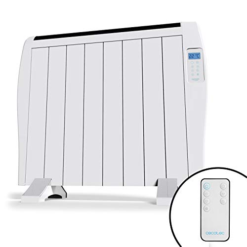 Cecotec Radiador Eléctrico Bajo Consumo Ready Warm 1800 Thermal 8 Elementos, 1200W, De pared o pie, 3 Modos, Temporizador, Mando a Distancia, Pantalla LED, Blanco