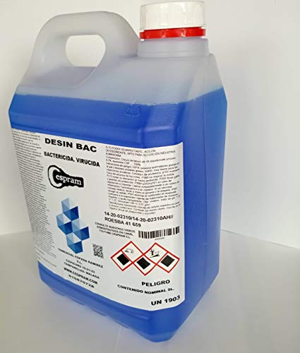 CESPRAM,Limpiador desinfectante,bactericida,virucida concentrado.Con registro sanitario.Desin Bac V . Envase 5 l.