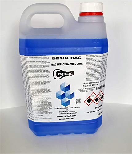 CESPRAM,Limpiador desinfectante,bactericida,virucida concentrado.Con registro sanitario.Desin Bac V . Envase 5 l.