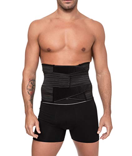 Channo Faja Cinturón Lumbar para Espalda Hombre y Mujer Doble Ajuste Fuerte (Negro, XXL/XXXL)