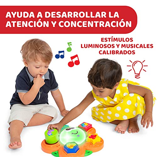 Chicco 4 Estaciones, Alfombra de Juegos Bebé, Tapete Multisensorial Electrónico y Formas con 5 Discos Blandos y Flor Central con Luz y Sonido – Juguetes Bebé 9+ Meses