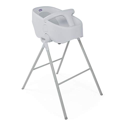 Chicco Bubble Nest, Bañera Bebé Recién Nacido Evolutiva hasta 12 Meses, con Patas para Ducha y Asiento Independiente para Bañera, 2 Configuraciones, Cierre Compacto, Máximo 11 Kg - Gris (Cool Grey)