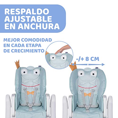 Chicco Polly2Start Trona y Hamaca para Bebés 0 Meses - 3 Años (15 kg), Trona Ajustable, Transformable y Compacta con 4 Ruedas, Respaldo Reclinable - Color Azul Turquesa Rana (Froggy)