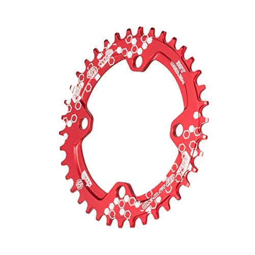 Chooee Plato de Aluminio con 38 Dientes para Bicicleta de montaña, con Distancia BCD de 104mm, Rojo