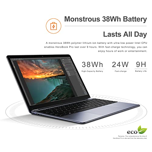 CHUWI HeroBook Pro Ordenador Portátil Ultrabook Laptop 14.1' Intel Celeron N4020 hasta 2.8 GHz, 4K 1920*1080, Windows 10, 8G RAM 256G SSD, WiFi, USB 3.0, 38Wh