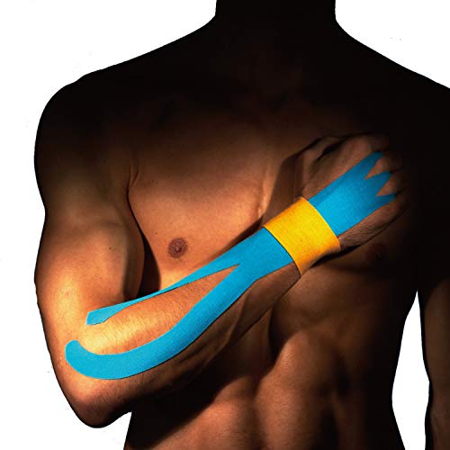 Cinta de Kinesiología precortada ZiATEC Pre-Cut Kinesiology Tape | Cinta de quinesiología, piel sensible, ideal para principiantes, cinta deportiva, tamaño:4.5m (18 x 25cm), color:1 x negro