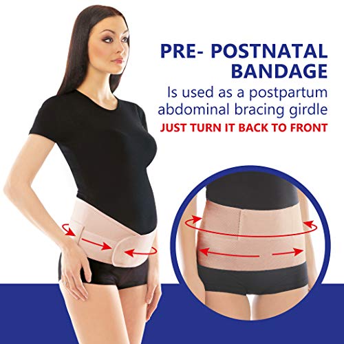 Cinturón de maternidad ajustable, sujeción pélvica y de espalda, banda abdominal para embarazadas Small Beige