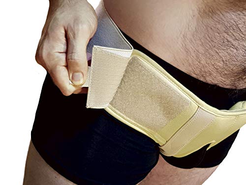 Cinturón para Hernia Inguinal Para los Hombres di aHeal - Soporte Doble Correa de compresión ajustable alivio del dolor de ingle - Tamaño 3: 97.5-105 CM; 38.1-41.3", Piel