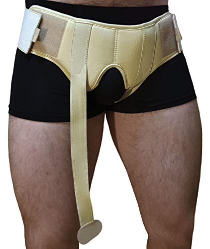 Cinturón para Hernia Inguinal Para los Hombres di aHeal - Soporte Doble Correa de compresión ajustable alivio del dolor de ingle - Tamaño 3: 97.5-105 CM; 38.1-41.3", Piel