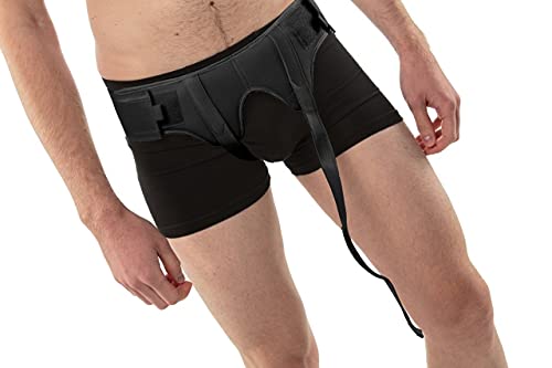 Cinturón para Hernia Inguinal Para los Hombres di aHeal - Soporte Doble Correa de compresión ajustable alivio del dolor de ingle - Tamaño 4: 105.5-113 CM; 41.3-44.4", Negro