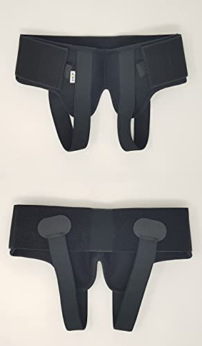 Cinturón para Hernia Inguinal Para los Hombres di aHeal - Soporte Doble Correa de compresión ajustable alivio del dolor de ingle - Tamaño 4: 105.5-113 CM; 41.3-44.4", Negro