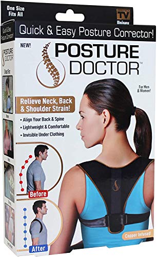 Cisne 2013, S.L. Corrector de Postura para Espalda, Hombros y clavicula Unisex para Hombre y Mujer. Faja para Dolor de Espalda Chaleco Corrector. Talla Unica Color Negro