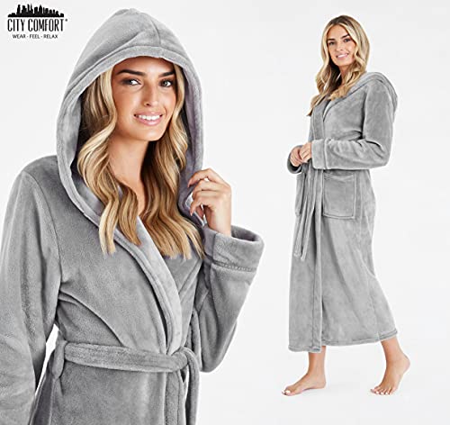 CityComfort Bata De Casa, Albornoz Mujer De Forro Polar, Regalos Para Mujer, Ropa Mujer S - XL (Gris, S)