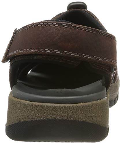 Clarks Brixby Cove, Sandalia con Pulsera Hombre, Marrón (Dark Brown Leather-), 43 EU