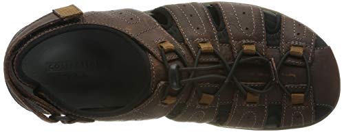 Clarks Brixby Cove, Sandalia con Pulsera Hombre, Marrón (Dark Brown Leather-), 43 EU