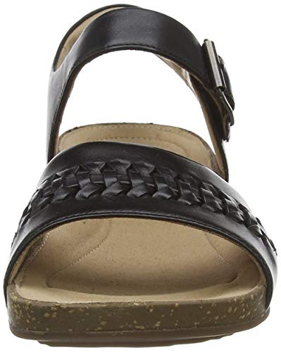 Clarks Un Perri Way, Sandalias de Talón Abierto Mujer, Negro (Black Leather Black Leather), 39 EU