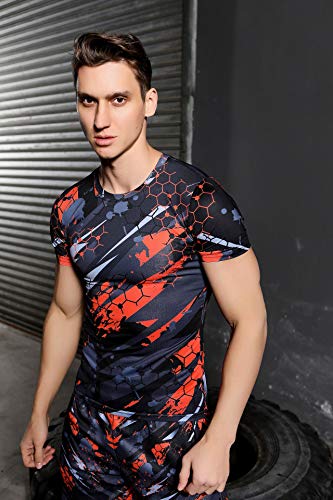 Cody Lundin Camiseta de compresión impresa 3D para hombre Cool Dry Medias de compresión de manga corta capa base para deportes, Estilo Ee, M