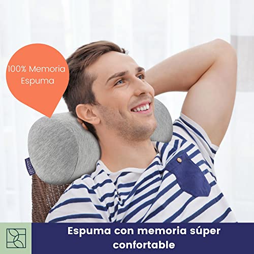 Cojín Cervical de Soporte con Funda de Bambú Oeko-Tex Cojín Cilíndrico Ultra DYNMC YOU - con Núcleo de Espuma de Memoria, Cojín de Cuello, Cojín Lumbar y Cojín de Rodillas, Gris