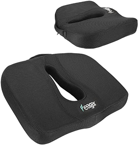 Cojín Coxis Otopédico Silla Oficina - Feagar Cojines Hemorroides, 100% Espuma de Memoria, Funda de Malla Lavable, Cojin para Sillas de Coche, Juego, Rueda, Alivio de Presión (Malla)