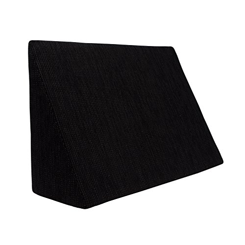 Cojín de cuña para Sala de Estar y Dormitorio, cojín de Lectura, cojín Relax, Respaldo, Almohada de Vientre // Cojín de cuña para acostarse y Sentarse (5 Colores para Elegir) (Negro)