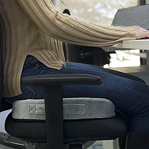 Cojín ergonómico y terapéutico para el coxis. Alivia el dolor de hemorroides y ciática. Cojín antiescaras y viscoelástico para silla de ruedas, oficina, coche y meditación. Base antideslizante. (Gris)