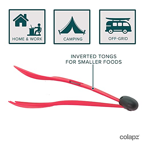 Colapz 7in1 Cubiertos Camping - Camping Accesorios - Kit Supervivencia - Herramienta Multiusos - Menaje Camping - Rojo