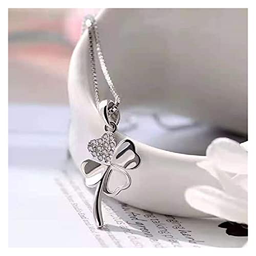 Collar de trébol de Cuatro Hojas 925 Sterling Silver Clover Buena Suerte Colgante Mujer Mamá Mamá Mamá Cumpleaños Regalo