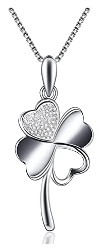 Collar de trébol de Cuatro Hojas 925 Sterling Silver Clover Buena Suerte Colgante Mujer Mamá Mamá Mamá Cumpleaños Regalo