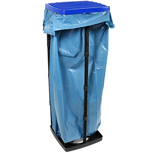 com-four® Soporte para Bolsas de Basura con Tapa - 3 Alturas Diferentes montables - Soporte Bolsas de Basura en Azul - Basurero Plegable de 120 litros (Tapa - Azul)