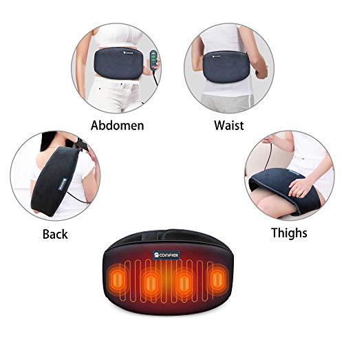 Comfier Cinturón calefactor para dolor de espalda - Cinturón para envolver el vientre con masaje por vibración, Almohadillas térmicas rápidas con apagado automático, para lumbares, abdominales