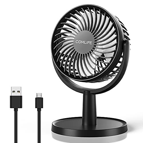 COMLIFE Ventilador de Escritorio Mini USB Fan con 4 Velocidades Flujo de Aire Fuerte Silenciosa Ajuste de 310 ° Ventilador Personal Portátil Sirve para Oficina, Casa, Viaje, etc.