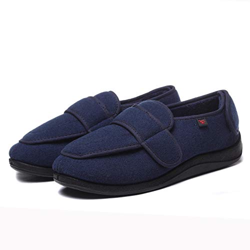 Cómoda Artritis Edema Zapatos hinchados,Zapatos hinchados para pies ancianos lesionados, zapatos de sutura para pacientes después de la cirugía-blue_44,Hombre Ajustable de Velcro Zapatillas Ortopédi