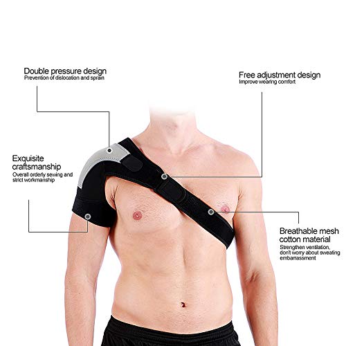 Cómodo soporte de hombro protector de hombro para mujeres y hombres para relajarse y mantener la tensión en caso de distensión muscular(Gray right shoulder)