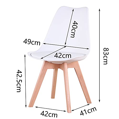 Conjunto de 4 sillas, Silla de Comedor, Silla de Estilo nórdico, Adecuada para Sala de Estar, Comedor (Blanco)