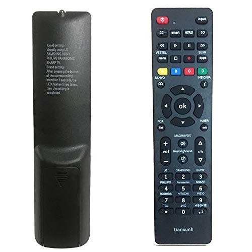 Control Remoto Universal de TV para Samsung, Vizio, LG, Sony, Panasonic, Smart TV, HAIER, Toshiba, Philips, TCL, Hitachi, Hisense - con 3D, Netflix, Botones APPS