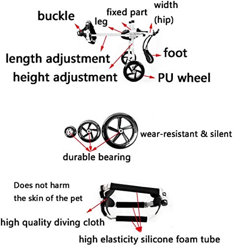 Cora Pet Scooter para Mascotas, Soporte Auxiliar Grande Silla De Ruedas Paralizada Perro Discapacitado Aleación De Aluminio Ultra Ligero Implementación Común Fácil De Usar Ajustable (20-60kg)