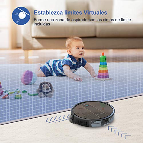 Coredy R750 Robot Aspirador y Fregasuelos 3 en 1, Wi-Fi, Compatible con Alexa y Google Home, Potente aspiración de 1600Pa, Ultrafino, silencioso, Barre, aspira y friega para Suelos Duros y Alfombras