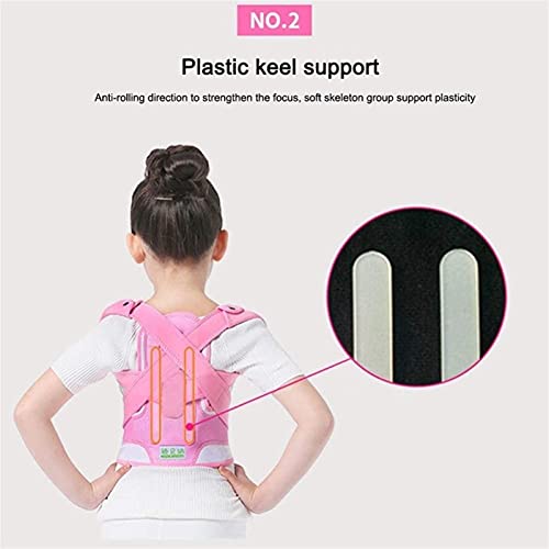 Corrector de postura ajustable para niños Cinturón de apoyo para la espalda Corsé ortopédico para niños para niños Columna vertebral Espalda Lumbar Tirantes para el hombro Salud (Color: Pink, Size: