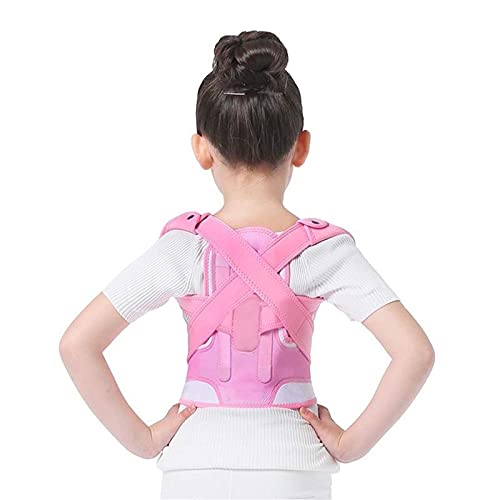 Corrector de postura ajustable para niños Cinturón de apoyo para la espalda Corsé ortopédico para niños para niños Columna vertebral Espalda Lumbar Tirantes para el hombro Salud (Color: Pink, Size: