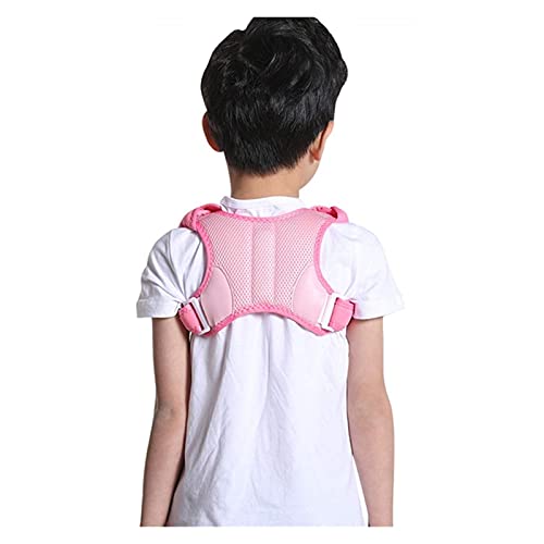 Corrector de postura ajustable para niños Cinturón de soporte para la espalda Corsé ortopédico para niños para niños Columna vertebral Espalda Lumbar Tirantes para el hombro (Color: Rosa, Tamaño: