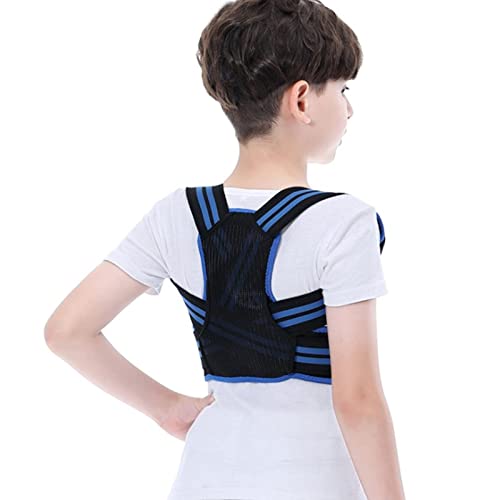 Corrector de postura ajustable para niños Cinturón de soporte para la espalda Kid Boy Girl Corsé ortopédico Columna vertebral Espalda Lumbar Tirantes para el hombro Salud (Color: Blue, Size: S)