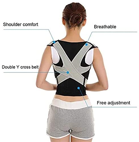 Corrector de postura de espalda para hombres y mujeres, alivio para el dolor de espalda, hernia de disco, ciática, escoliosis y más - Diseño de malla transpirable con almohadilla lumbar (tamaño: