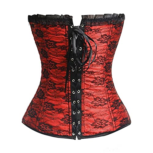 Corset Corsé Mujer Mujeres Satén Encaje Palacio Corte Fajas Sexy Cremallera Lateral Corsé sobre El Busto Top-Purple_6XL